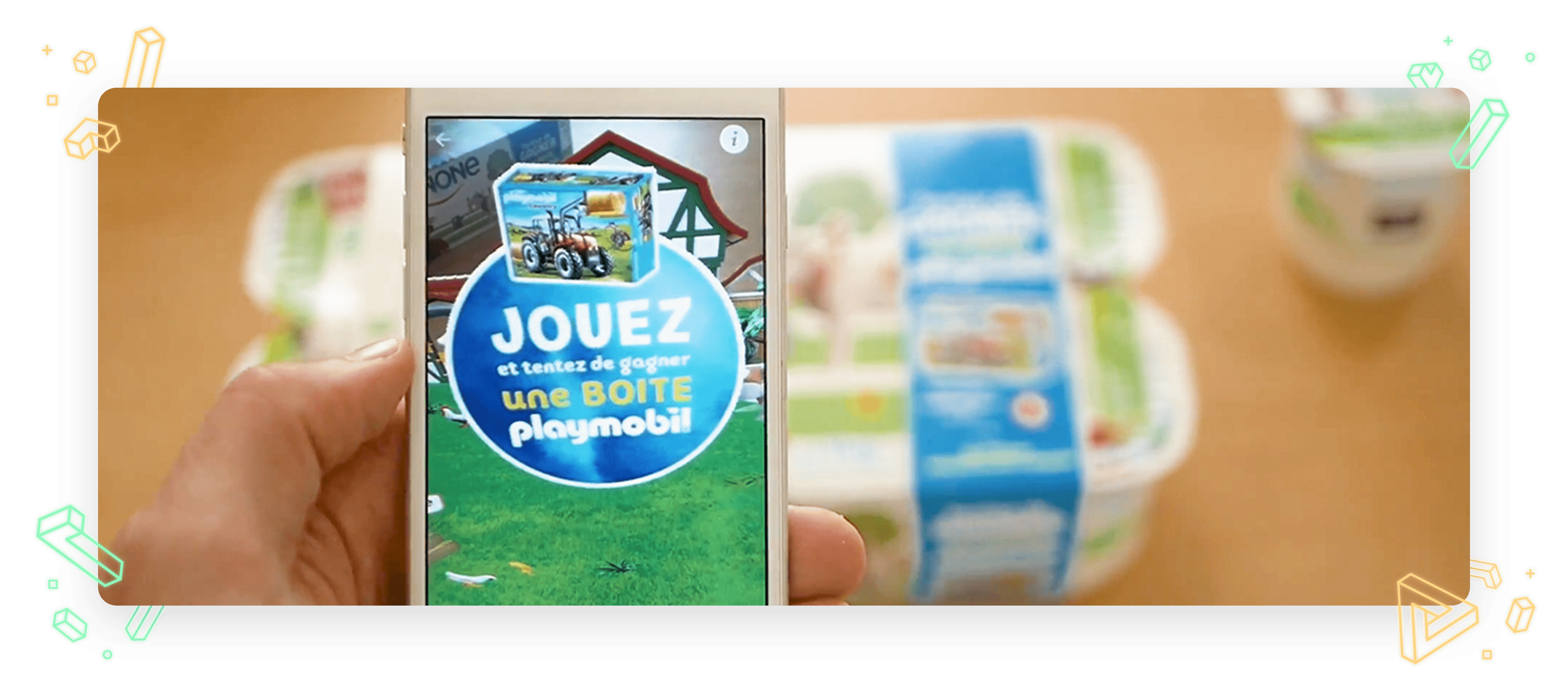 banner - packaging by SnapPress Overview of Danone's packaging natural organic yogurt, competition with LEGO with ARGOsnap ex-SnapPress augmented reality technology